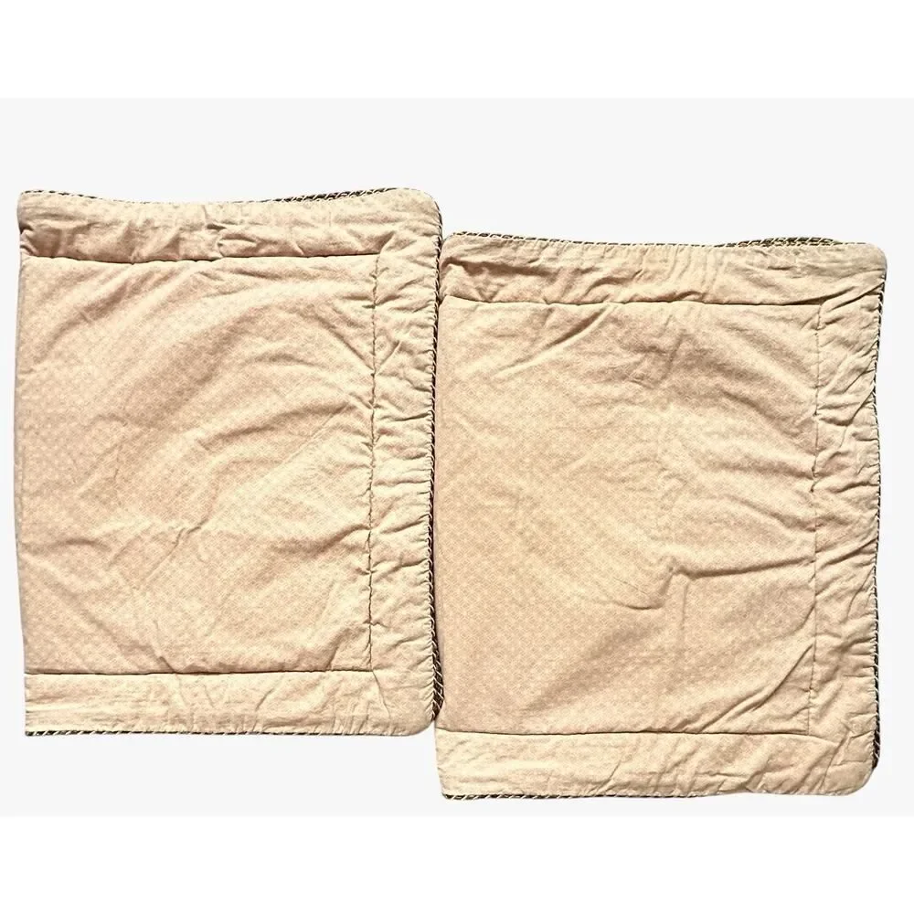 Croscill King Pillow Shams Green Gold Cinnamon Damask Rope Border Carrington
